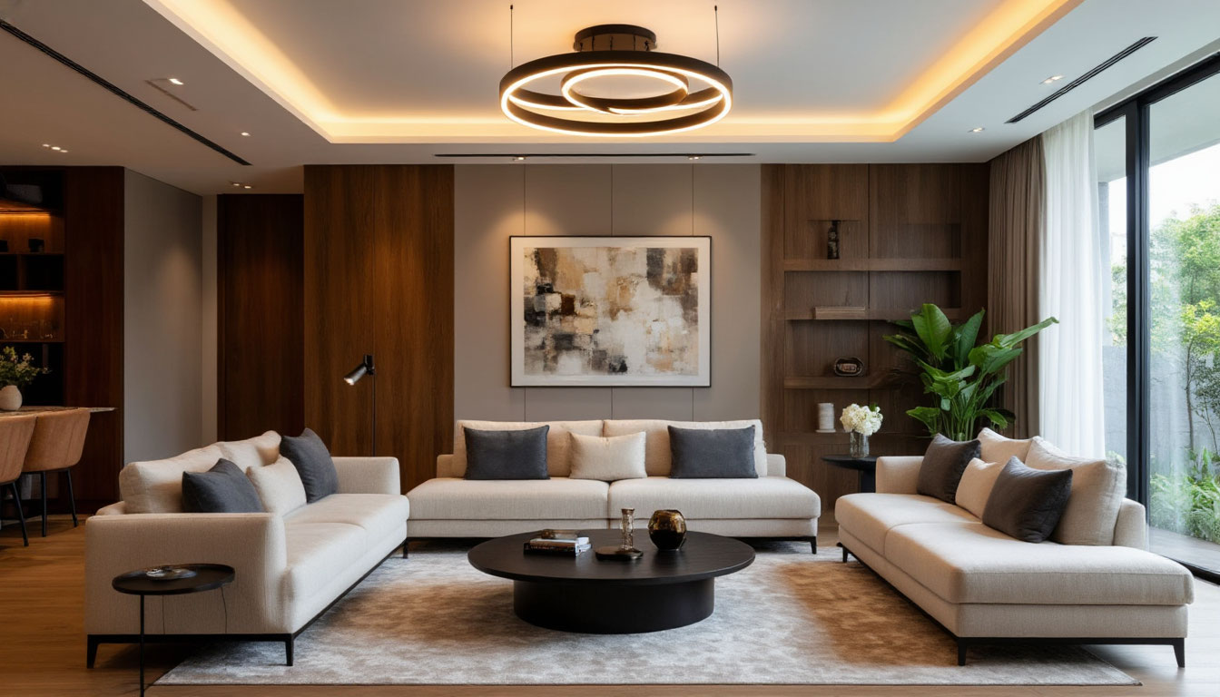 Светодиодная люстра в гостиной Светодиодная люстра в гостиной