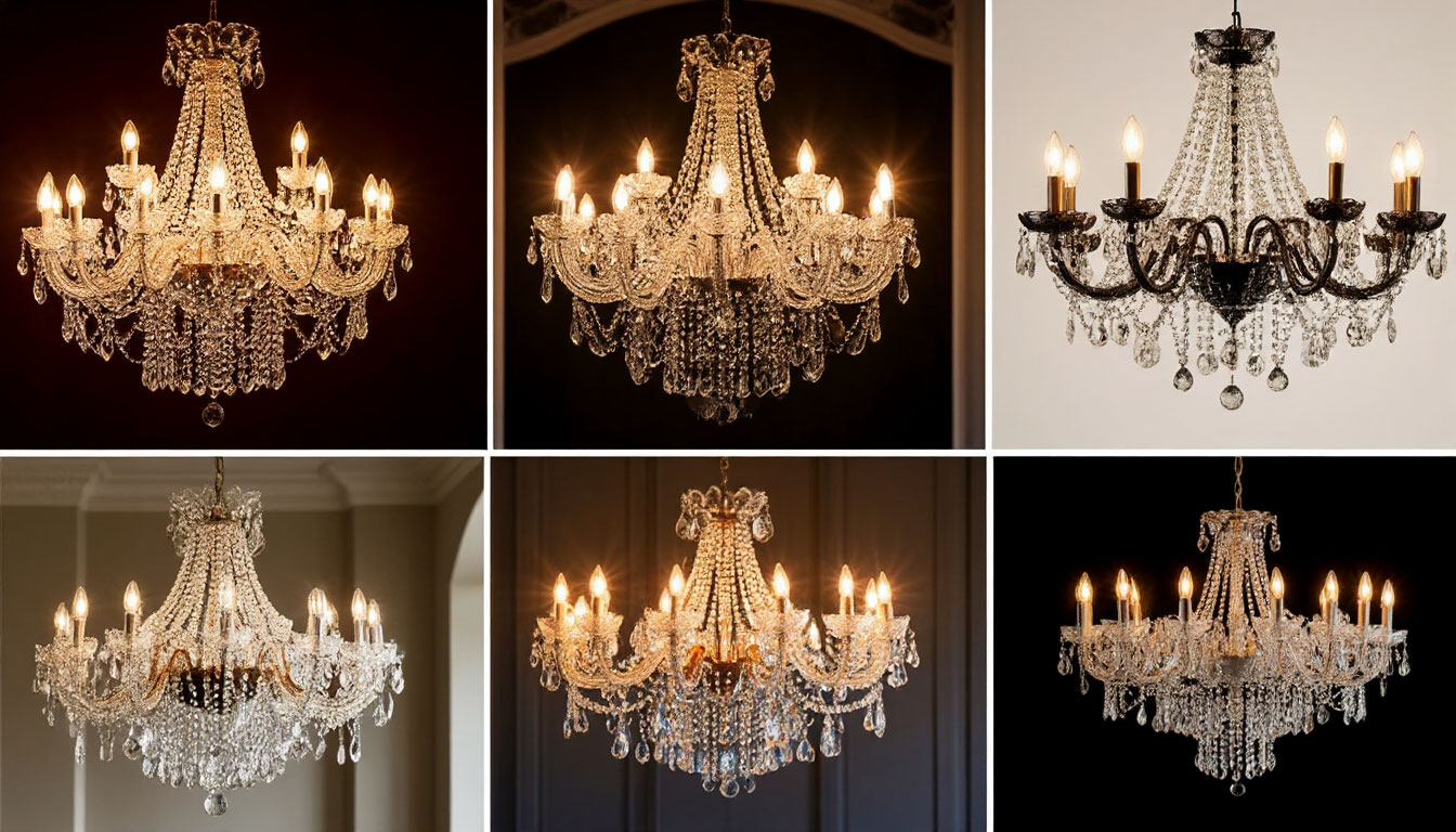 Коллаж люстр в разных стилях Коллаж люстр в разных стилях