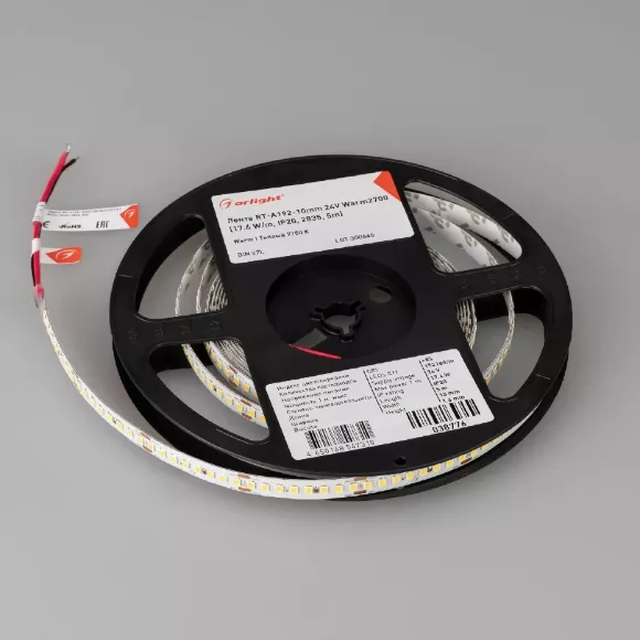 Светодиодная лента Arlight RT-A192-10mm 24V Warm2700 17.6 W/m, IP20, 2835, 5m 038776