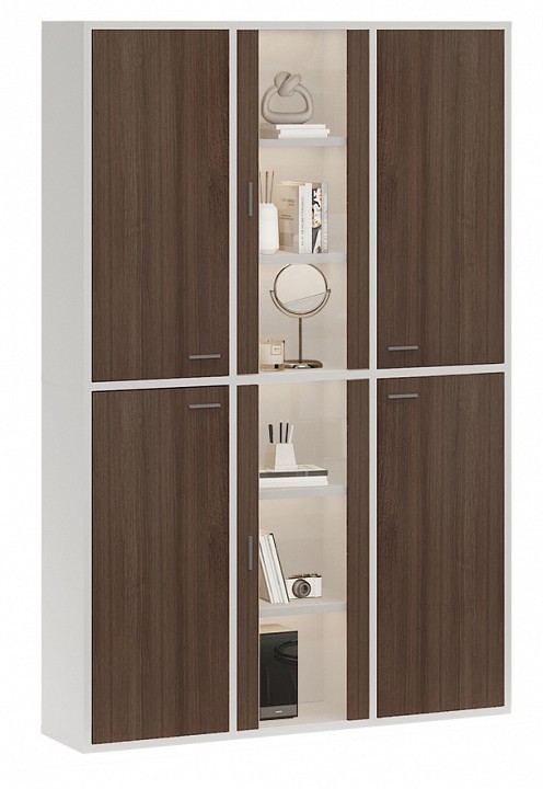 Шкаф-витрина Домино СУ(ш3в2)+4ФГ+2ФС MER_SUsh3v2-4FG-2FS-BESH-belyj-shamoni-CH