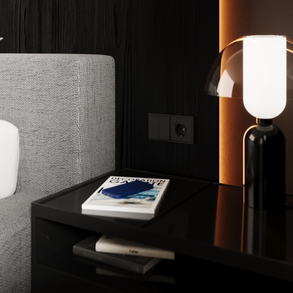 Перекрестный переключатель встраиваемый Voltum S70 двухклавишный 10А, (графит) VLS020507