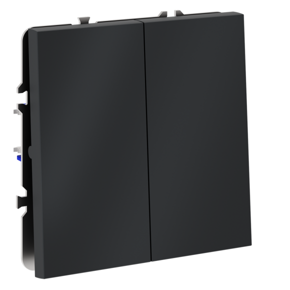 Перекрестный переключатель встраиваемый Voltum S70 двухклавишный 10А, (графит) VLS020507