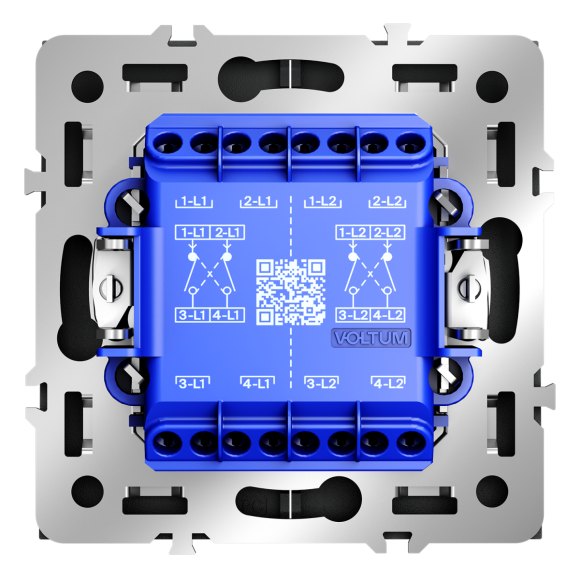 Перекрестный переключатель встраиваемый Voltum S70 двухклавишный 10А, (графит) VLS020507