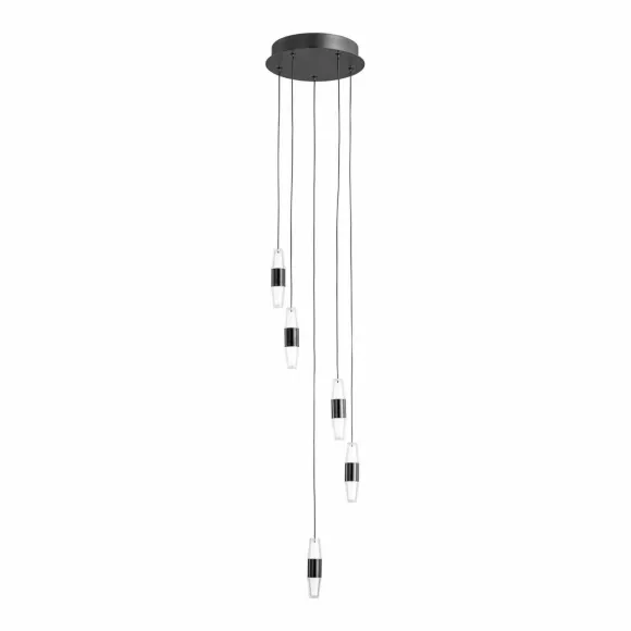 Каскадная люстра Lussole Hopkins LSP-7399, Черный, Прозрачный, Нейтральный белый Каскадная люстра Lussole Hopkins LSP-7399, Черный, Прозрачный, Нейтральный белый