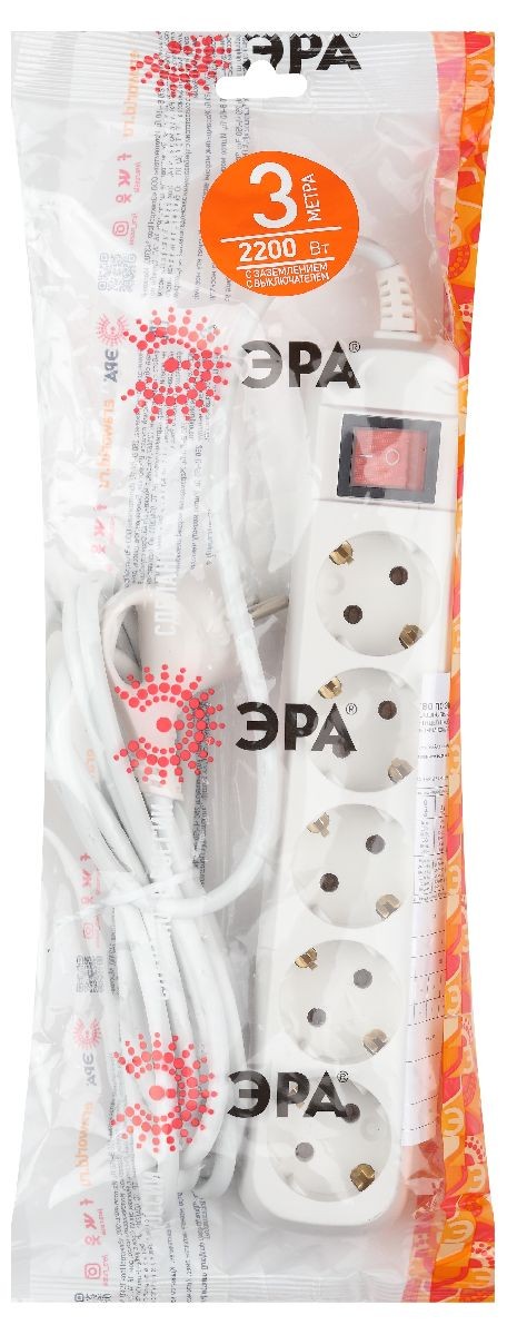 Удлинитель электрический Эра UX-5es-3m Б0035757