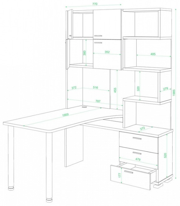 Стол компьютерный Домино СР-500М/190 MER_SR-500M_190_SHKSH-LEV