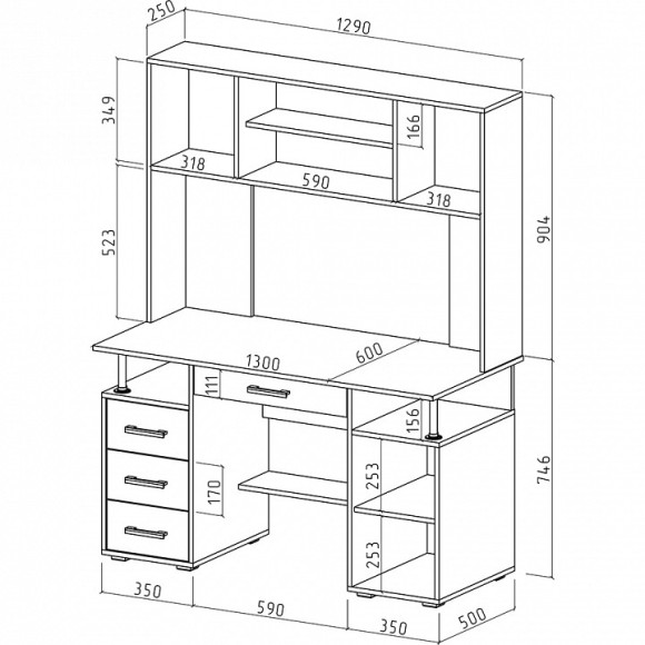 Стол письменный Амбер-19Я MAS_KSAM-19YA-DM