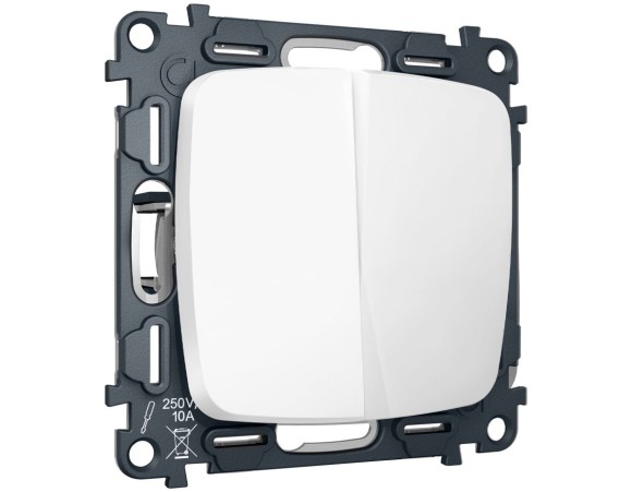 Комплект механизма 2-клавишного перекрестного выключателя Ambrella Volt 10A-250V OMEGA MO123030 Белый матовый QUANT (OP1230, VM125)