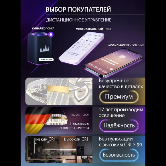 Потолочная люстра Natali Kovaltseva Home LED SMART 84000, пульт управления