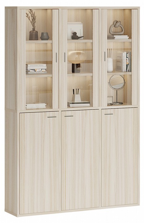 Шкаф-витрина Домино СУ(ш3в2)+3ФГ+3ФС MER_SUsh3v2-3FG-3FS-K-karamel