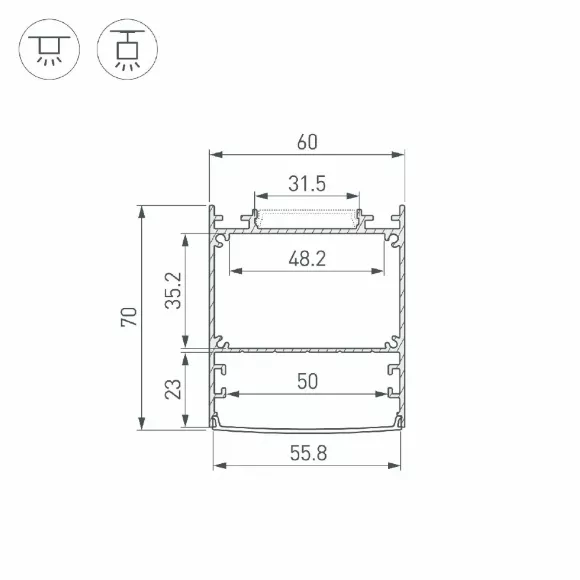 Профиль Arlight LINE-6070-3000 ANOD BLACK 047506 Профиль Arlight LINE-6070-3000 ANOD BLACK 047506