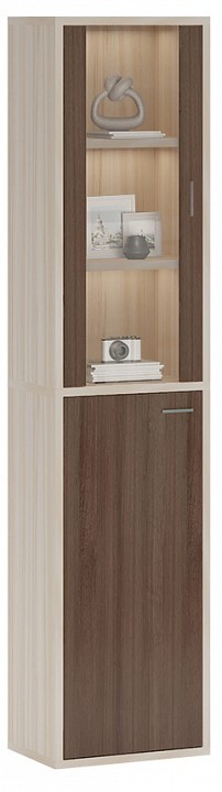 Шкаф-витрина Домино СУ(ш1в2)+1ФГ+1ФС MER_SUsh1v2-1FG-1FS-KSH-karamel-shamoni-CH