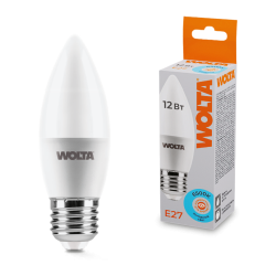Светодиодная лампа WOLTA 12Вт 6500K Е27 свеча матовая 25WC12E27