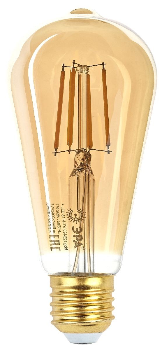 Лампа светодиодная Эра E27 7W 2400K F-LED ST64-7W-824-E27 gold Б0047664