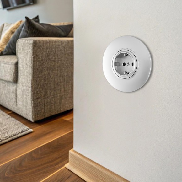 Розетка круглая с/з и шторками и рамкой Arte Milano SET08-1-40-1 silver