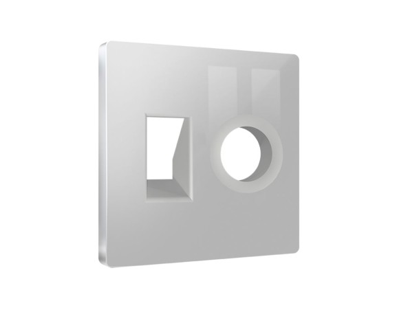 Лицевая панель Alfa (Серебро глянец) для компьютерной/телефонной + TV розетки RJ-45/RJ-11 Quant Ambrella Volt AP4125