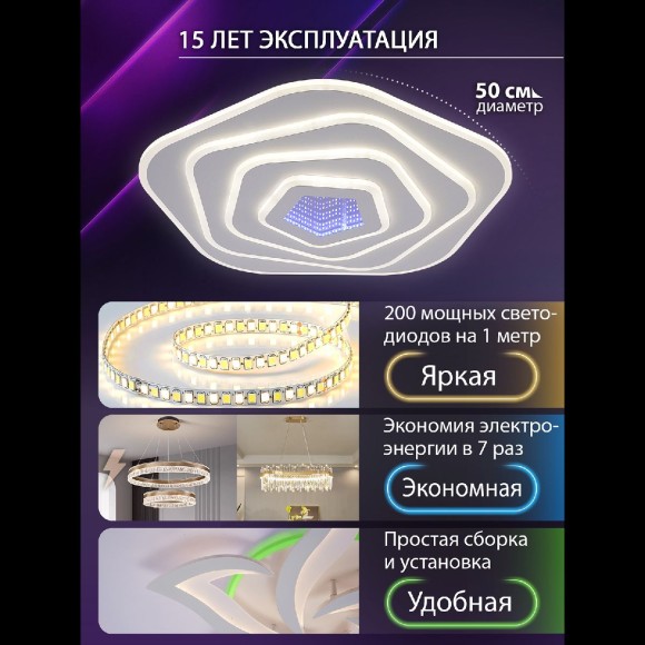 Потолочная люстра с пультом управления Natali Kovaltseva Palace LED LAMPS 81111/4C