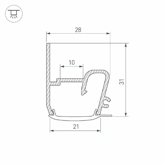 Профиль Arlight STRETCH-S-20-WALL-SIDE-2000 (RESPECT-ST) 040701 Профиль Arlight STRETCH-S-20-WALL-SIDE-2000 (RESPECT-ST) 040701