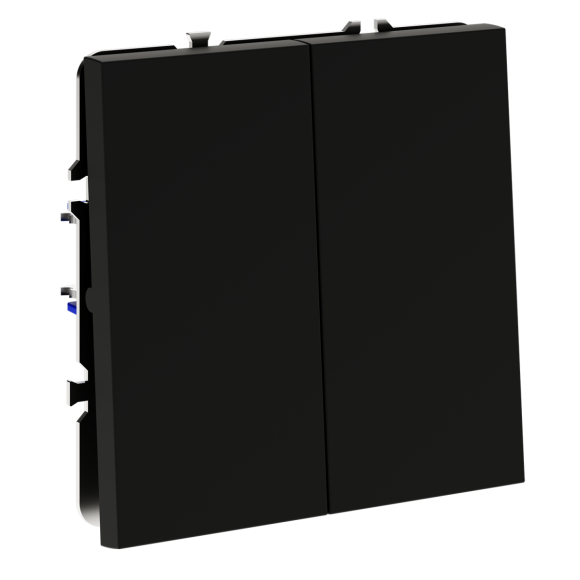 Перекрестный переключатель встраиваемый Voltum S70 двухклавишный 10А, (черный матовый) VLS020508