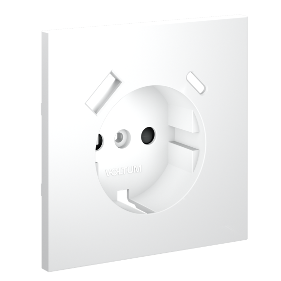 Накладка для розетки с заземлением и защитными шторками, с USB A+C Voltum S70 (белый матовый) VLS001002