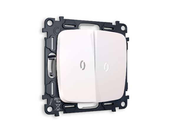 Комплект механизма 2-кл проходного выключателя с подсветкой Ambrella Volt Omega MO204035