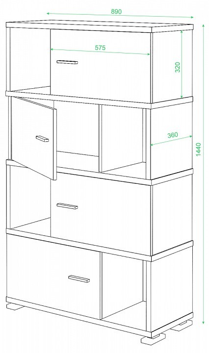 Тумба комбинированная СБ-30/4 MER_SB-30-4_SHK