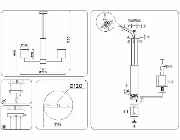 Подвесная люстра Ambrella Light High Light Heigh Light LH56003, крепление