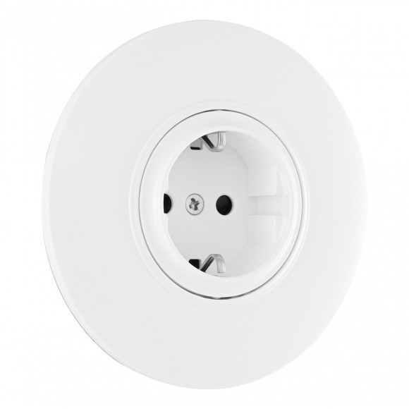 Розетка круглая с/з и шторками и рамкой Arte Milano SET08-1-40-1 white