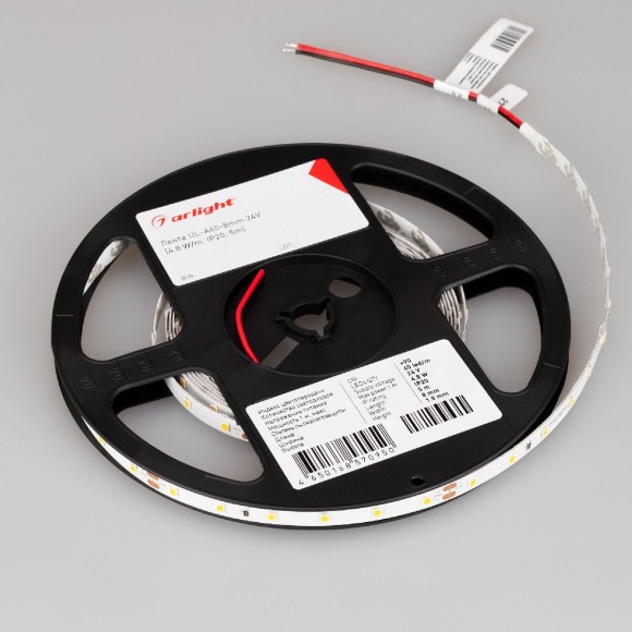 Светодиодная лента Arlight UL-A60-8mm 24V White6000 (7.2 W/m, IP20, 5m) 044052