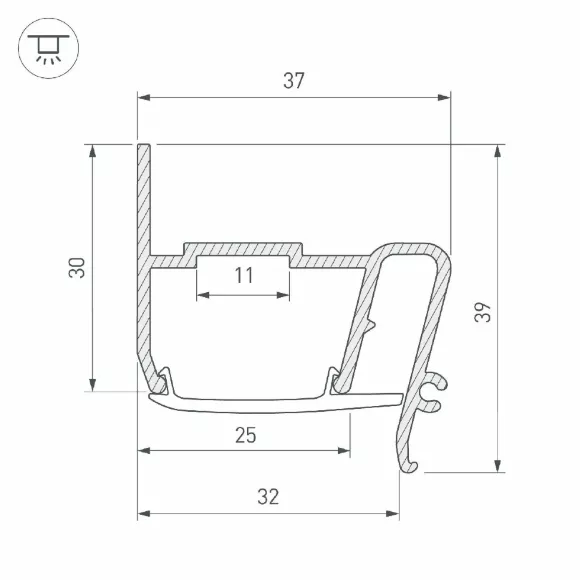 Профиль Arlight STRETCH-S-30-WALL-SIDE-2000 (STEP) 040702 Профиль Arlight STRETCH-S-30-WALL-SIDE-2000 (STEP) 040702