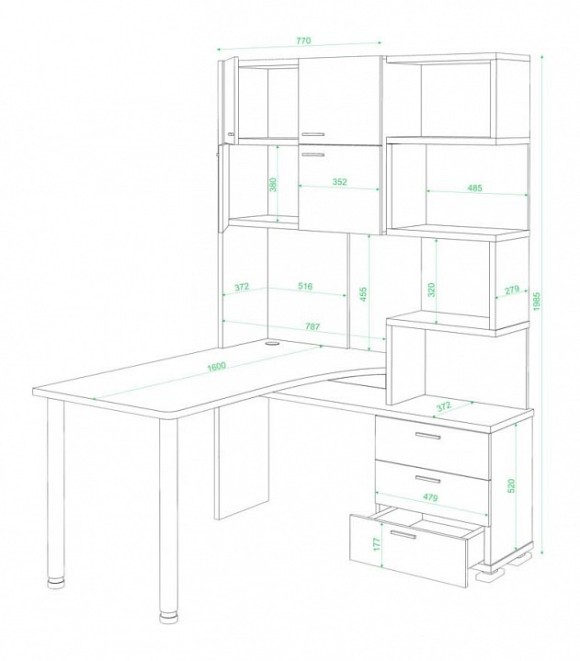 Стол компьютерный Домино нельсон СР-500М160 MER_SR-500M_160_N-LEV