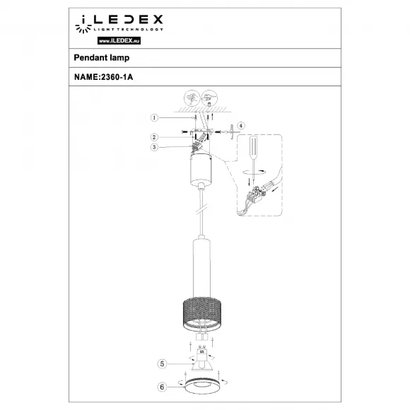 Подвесной светильник iLedex Delta 2362-1 BK+GRP, крепление