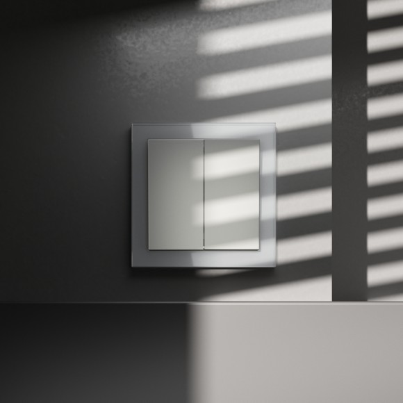 Перекрестный переключатель встраиваемый Voltum S70 двухклавишный 10А, (сталь) VLS020505