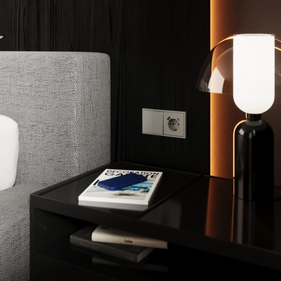 Перекрестный переключатель встраиваемый Voltum S70 двухклавишный 10А, (сталь) VLS020505