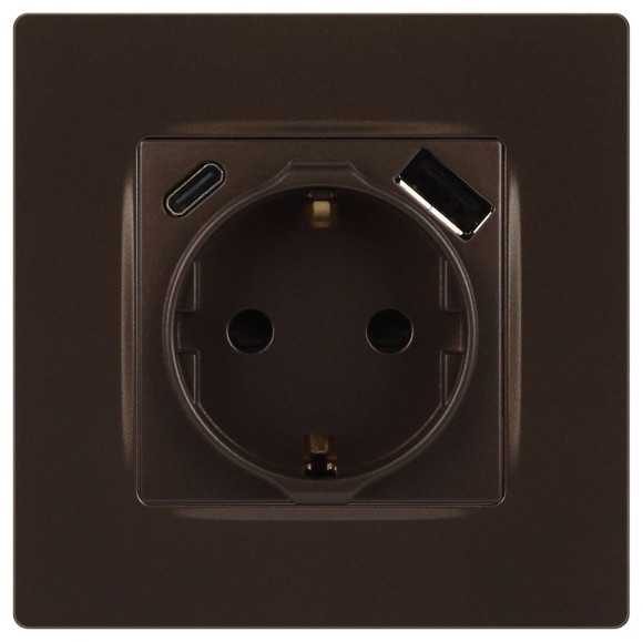 Розетка со шторками с USB type-A+C Эра 12-4108-13 Б0067757