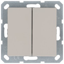 Выключатель двухклавишный 10A с накладкой цвет Тауп Jasmart G3023T