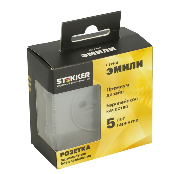 Розетка 1-местная с з/ш б/з (механизм) СЗК Stekker Эмили 250В 16А RST16-5109-10ZK платиново-серый soft touch 50242