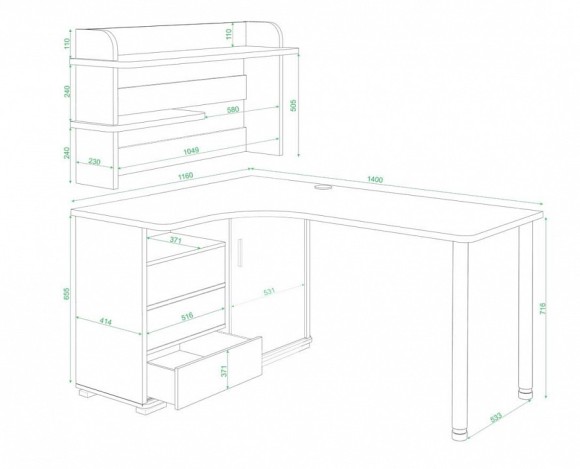 Стол компьютерный Домино СР-145М MER_SR_145M_VBEV-LEV