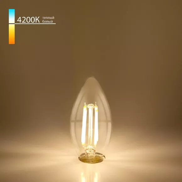 Лампа светодиодная филаментная Elektrostandard BLE1426 E14 9W 4200K прозрачная 4690389151255, Нейтральный белый, Германия, крупный план