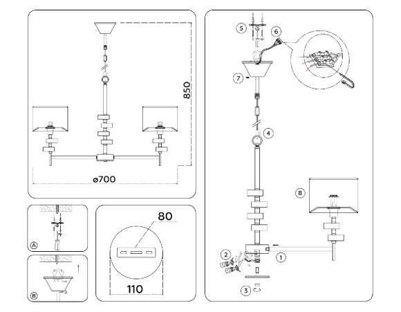 Подвесная люстра Ambrella Light High Light Classic LH71321