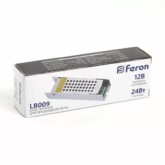 Трансформатор для светодиодной ленты Feron LB009 24Вт 12В IP20 48006 Трансформатор для светодиодной ленты Feron LB009 24Вт 12В IP20 48006