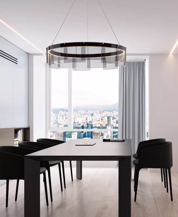 Подвесная светодиодная люстра Delight Collection Stratos D8825P/L black/smoky