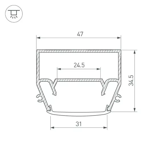 Профиль Arlight STRETCH-S-35-CEIL-CENTER-2000 (GAMMA35) 040699 Профиль Arlight STRETCH-S-35-CEIL-CENTER-2000 (GAMMA35) 040699