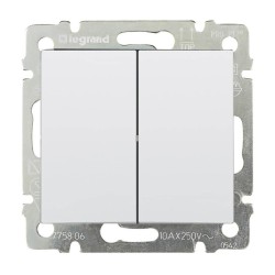 Выключатель двухклавишный Legrand Valena 10A 250V белый 774405