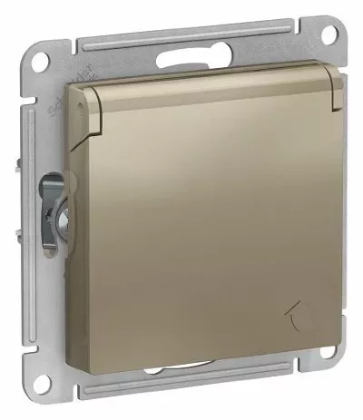 Розетка с заземлением со шторками и крышкой Schneider Electric Atlas design ATN000546