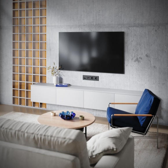 Розетка телевизионная встраиваемая Voltum S70 TV+RJ45 кат. 6, (черный матовый) VLS060708