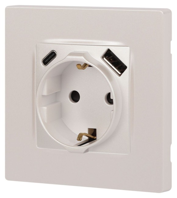 Розетка со шторками с USB type-A+C Эра 12-4108-15 Б0067767