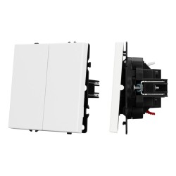 Механизм выключателя двухклавишный проходной Arlight SWT-NOBE-MKP2-SFPL-WH (230V, 10A) 054242