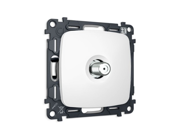 Комплект механизма TV розетки Ambrella Volt SAT 5-2400MHz 3.5dB OMEGA MO133050 Белый матовый QUANT (OP1330, VM215)