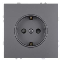 Розетка 1-местная с з/ш с/з (механизм) СЗК Stekker Эмили 250В 16А RST16-5110-10ZK платиново-серый soft touch 50243